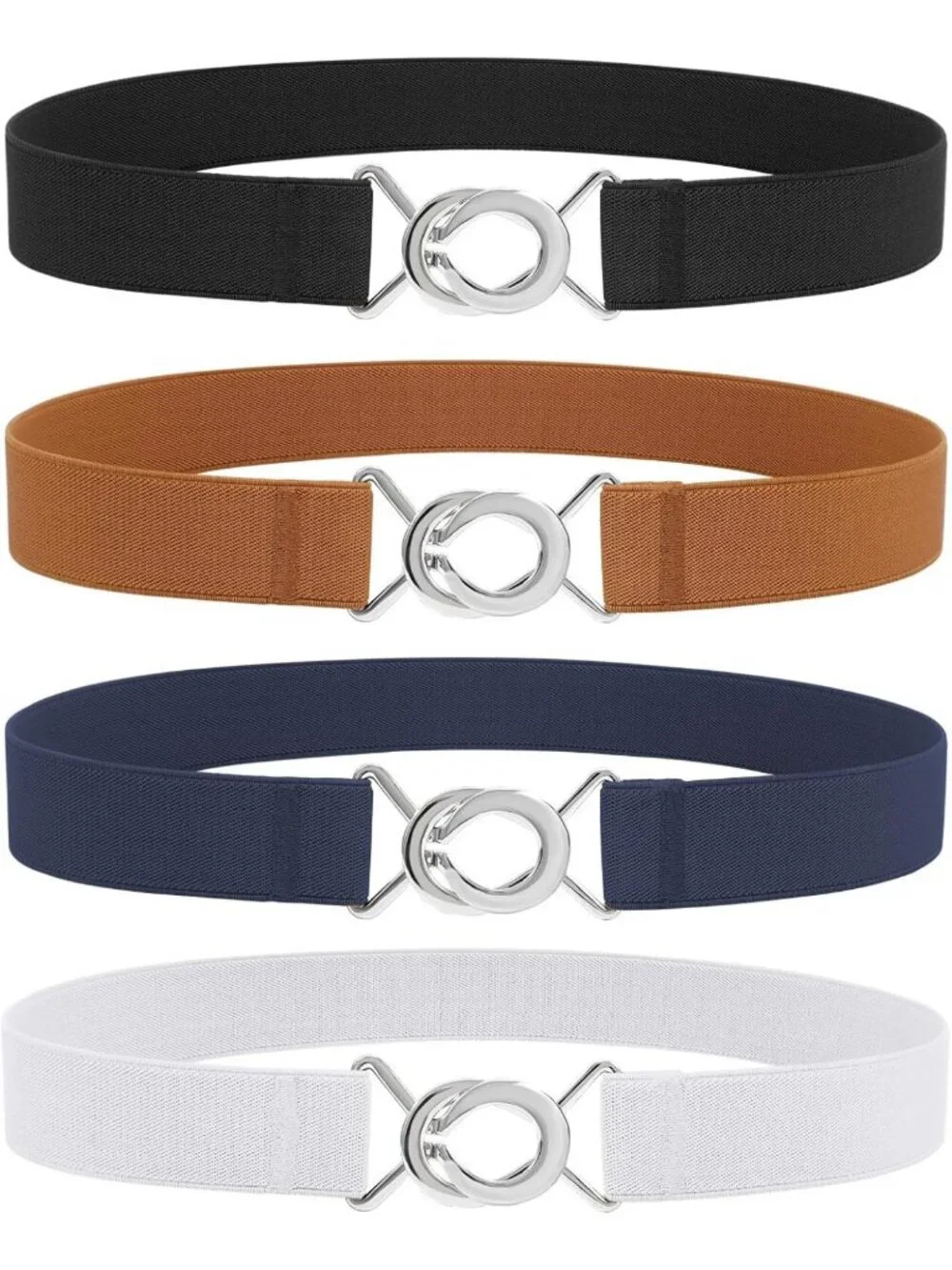 Women’s Skinny Elastic Waist Belt - Stretchy Thin Belt for Dresses & Jeans